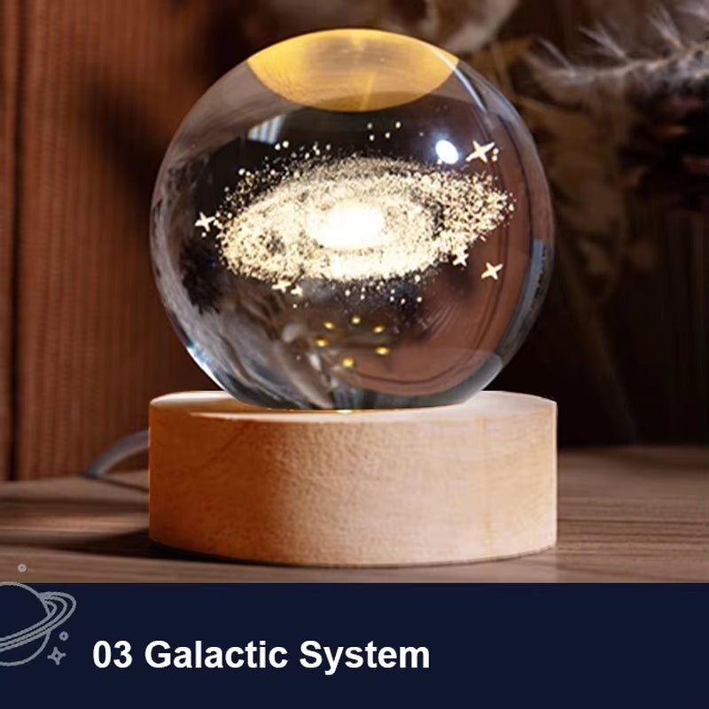 Galaxy Crystal Lamp – 3D Planet Projection LED Night Light, Perfect for Home Décor & Gifts