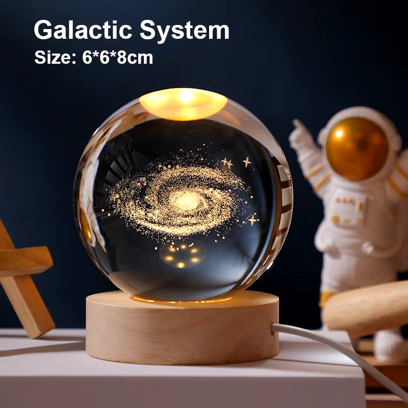 Galaxy Crystal Lamp – 3D Planet Projection LED Night Light, Perfect for Home Décor & Gifts